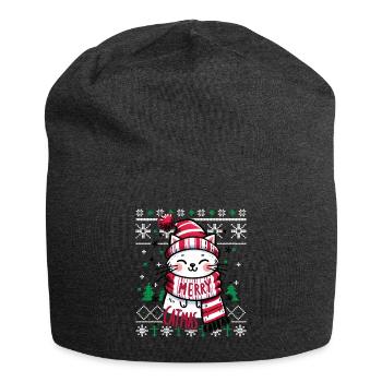 Meowy Catmas - Katze Pajamas PJ Ugly Funny Xmas - Jersey-Beanie - Anthrazit - Vorne