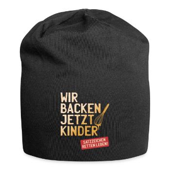 Wir Backen Jetzt Kinder Satzzeichen Retten Leben - Jersey-Beanie - Schwarz - Vorne