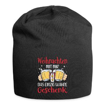 Weihnachten Weihnachtsmann Bier Geschenk - Jersey-Beanie - Schwarz - Vorne