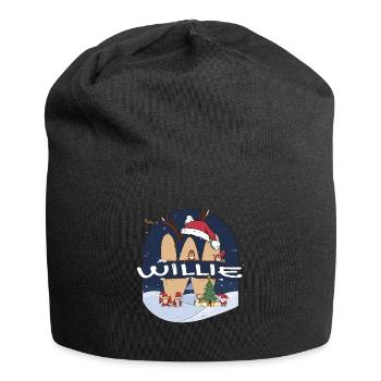 Toller Willie-Name mit Weihnachtsmütze im Weihnachtsthema - Jersey-Beanie - Schwarz - Vorne