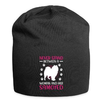 Femme et son Samoyède Samoyède Spitz - Bonnet en jersey - noir - Devant