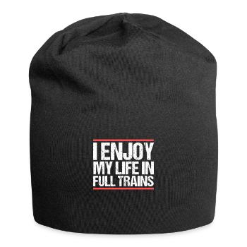 Je profite de ma vie dans les trains Denglisch - Bonnet en jersey - noir - Devant