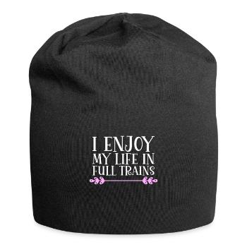 Je profite de ma vie dans les trains Denglisch - Bonnet en jersey - noir - Devant