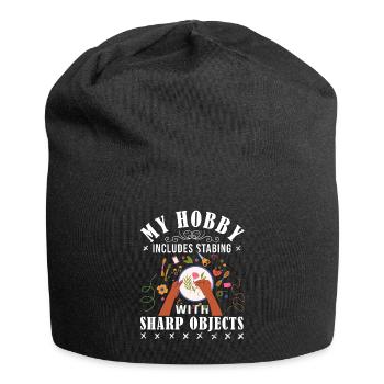La couture croisée, mon passe-temps est la couture - Bonnet en jersey - noir - Devant
