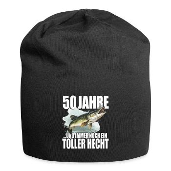 So ein cooler Hecht wird man erst mit 50 - Jersey-Beanie - Schwarz - Vorne