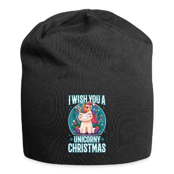Je vous souhaite un Noël de Licorne - Bonnet en jersey - noir - Devant