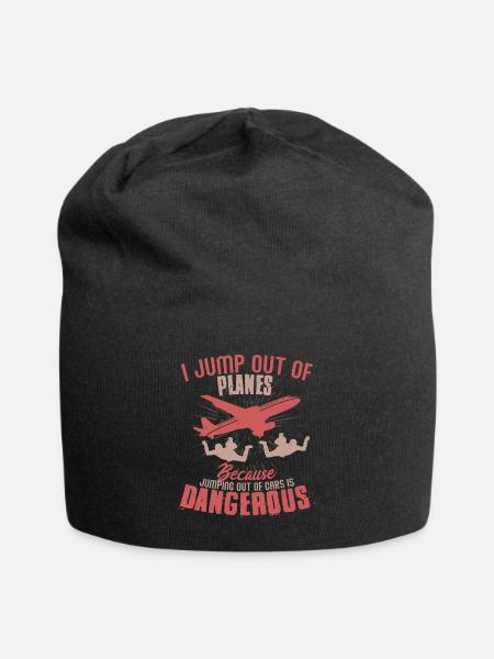 Je saute d’un parachute de parachutiste d’avion - Bonnet en jersey - noir