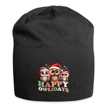 Happy Owlidays Hiboux de Noël - Bonnet en jersey - noir - Devant