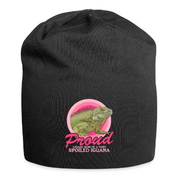 Leguan Mom | Reptilien Eidechse Leguane Geschenk - Jersey-Beanie - Schwarz - Vorne