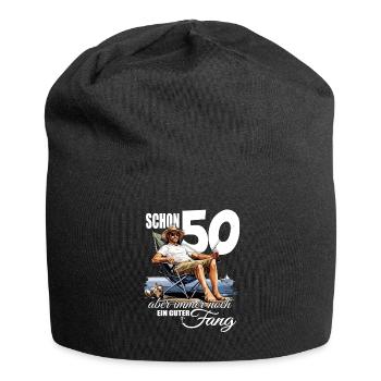 Schon 50 und immer noch ein guter Fang - Jersey-Beanie - Schwarz - Vorne