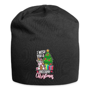 Je vous souhaite un Noël de Licorne - Bonnet en jersey - noir - Devant