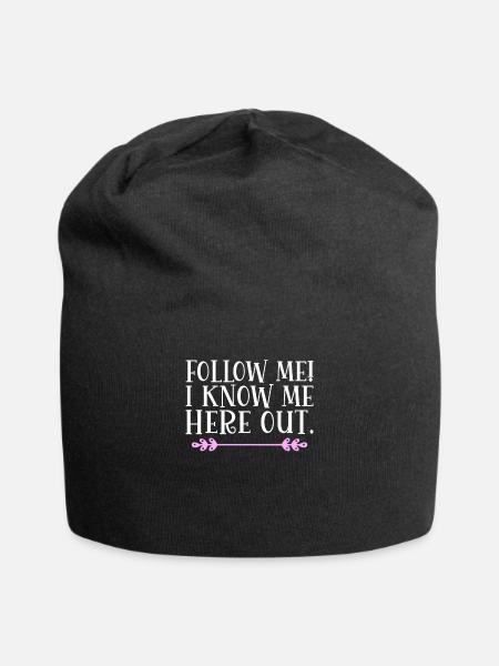 Follow me! I know me here out. Denglisch - Jersey-Beanie - Schwarz