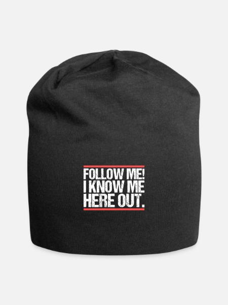 Follow me! I know me here out. Denglisch - Jersey-Beanie - Schwarz