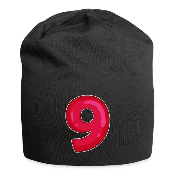 NINE - 9 - Digit red - Jersey Beanie - black - Front