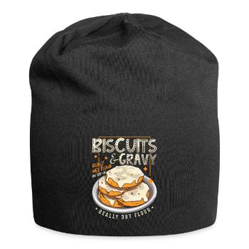 Biscuits & Gravy Really Wet Flour Southern Cooking - Jersey Beanie - black - Front