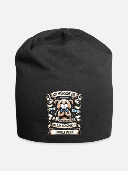 Schöne Träume Gute Nacht Teddy Bär Geschenk - Jersey-Beanie - Schwarz
