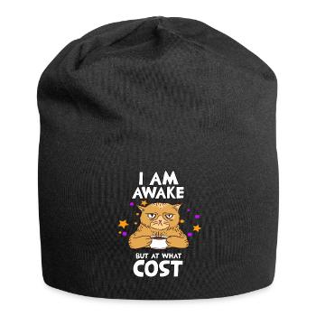 Spätaufsteher-Katzenfan-Morgenmuffel-Katzenbesitze - Jersey-Beanie - Schwarz - Vorne