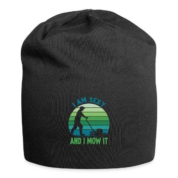 Garden motif lawn mower funny gardener saying - Jersey Beanie - black - Front