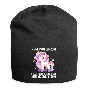 Meine Problemzone sitzt nicht hinter der Stirn - Jersey-Beanie - Schwarz - Vorne