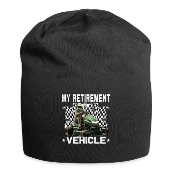 Mein Rasenmäher Im Ruhestandsfahrzeug Rennend - Jersey-Beanie - Schwarz - Vorne