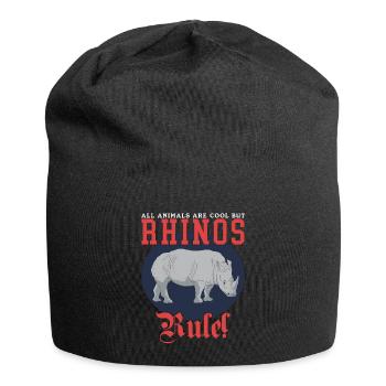 Nashorn lustig Rhinozeros Nashörner Geschenk - Jersey-Beanie - Schwarz - Vorne