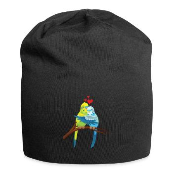 Mignon Perruche Amour Coeur Oiseau - Bonnet en jersey - noir - Devant