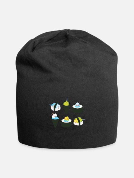 Cute Budgie Sushi Japan Kawaii - Jersey Beanie - black