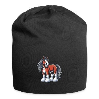 Draught Horse Lovers Giant Horse Breed Clydesdale - Jersey Beanie - black - Front