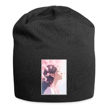 Vintage Japanisch Ästhetik Otaku Anime Girl - Jersey-Beanie - Schwarz - Vorne