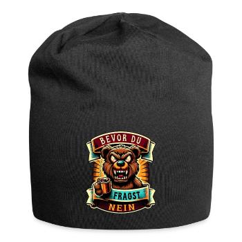Bevor Du Fragst Nein Teddybär Kaffee Müde - Jersey-Beanie - Schwarz - Vorne