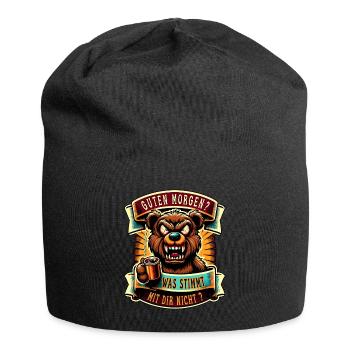 Guten Morgen Teddybär Morgenmuffel Lustiger Spruch - Jersey-Beanie - Schwarz - Vorne