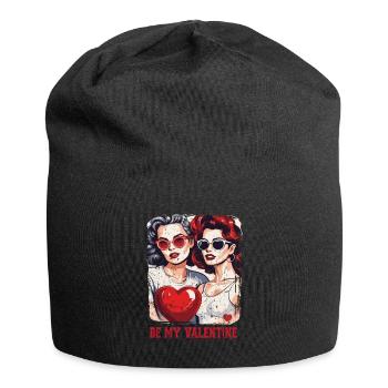 Valentinstag-Outfit für Sie und Sie in Liebe - Jersey-Beanie - Schwarz - Vorne