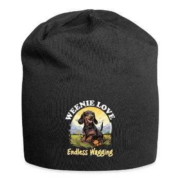 Dachshund wiener sausage dog Weenie love endless - Jersey-Beanie - Schwarz - Vorne