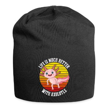 Das Leben Ist Mit Axolotls Im Retro Viel Besser - Jersey-Beanie - Schwarz - Vorne
