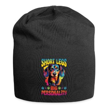 Dachshund wiener sausage dog Short legs - Jersey Beanie - black - Front