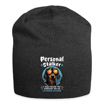 Dachshund wiener sausage dog Personal stalker - Jersey Beanie - charcoal grey - Front
