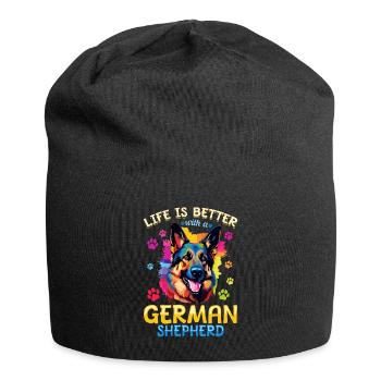 Dog Pet Life Is Better With A German Shepherd - Jersey Beanie - black - Front