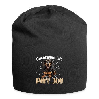 Dachshund badger wiener sausage dog life pure joy - Jersey Beanie - black - Front