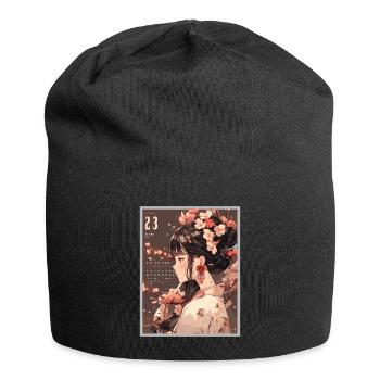 Vintage Japanisch Ästhetik Otaku Anime Girl - Jersey-Beanie - Schwarz - Vorne