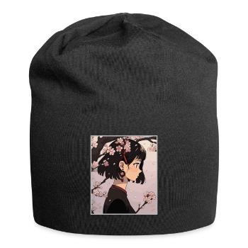 Vintage Japanisch Ästhetik Otaku Anime Girl - Jersey-Beanie - Schwarz - Vorne