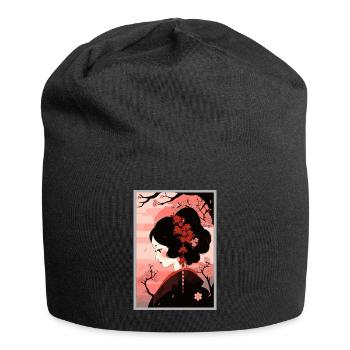 Vintage Japanisch Ästhetik Otaku Anime Girl - Jersey-Beanie - Schwarz - Vorne