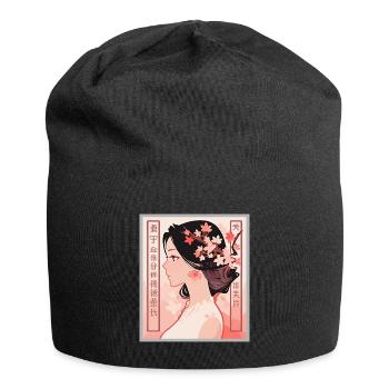 Vintage Japanisch Ästhetik Otaku Anime Girl - Jersey-Beanie - Schwarz - Vorne
