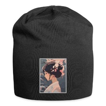 Vintage Japanisch Ästhetik Otaku Anime Girl - Jersey-Beanie - Schwarz - Vorne