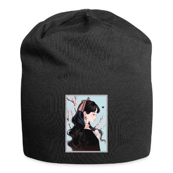 Vintage Japanisch Ästhetik Otaku Anime Girl - Jersey-Beanie - Schwarz - Vorne