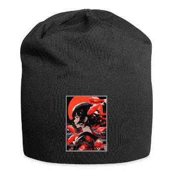 Vintage Japanisch Ästhetik Otaku Anime Girl - Jersey-Beanie - Schwarz - Vorne