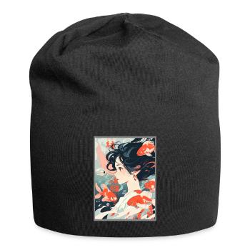 Vintage Japanisch Ästhetik Otaku Anime Girl - Jersey-Beanie - Schwarz - Vorne
