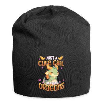 Just a cute Girl who loves Dragons - Kawaii Drache - Jersey-Beanie - Schwarz - Vorne
