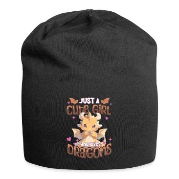 Just a cute Girl who loves Dragons - Kawaii Dragon - Jersey Beanie - black - Front