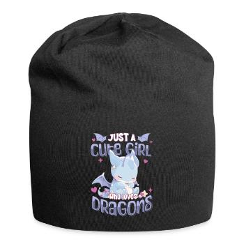 Just a cute Girl who loves Dragons - Kawaii Drache - Jersey-Beanie - Schwarz - Vorne