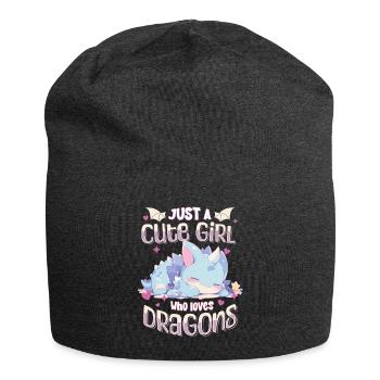 Just a cute Girl who loves Dragons - Kawaii Dragon - Jersey Beanie - charcoal grey - Front